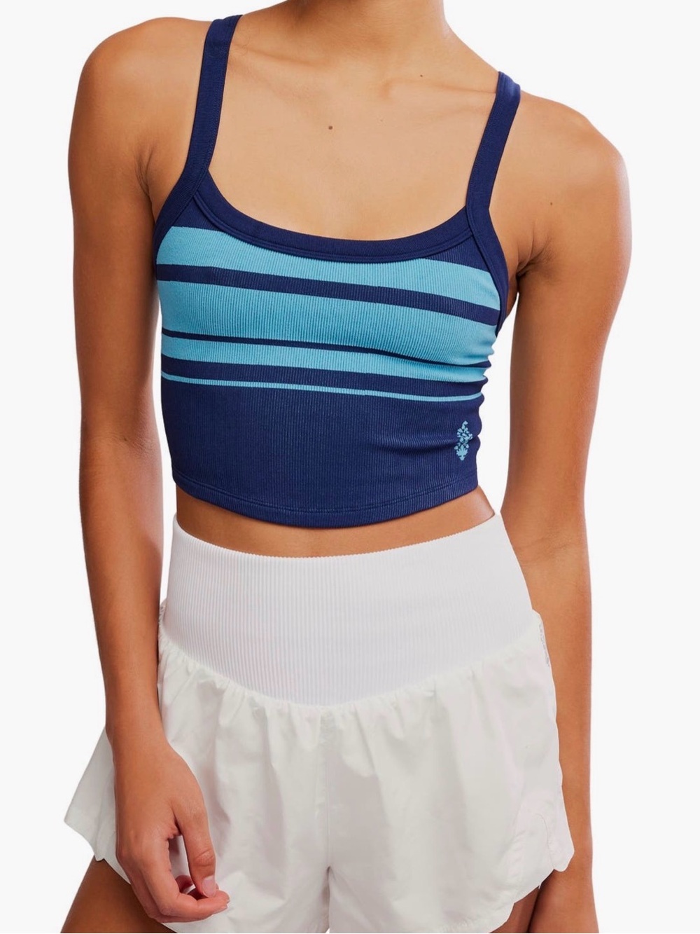 Free People Striped Ribbed Crop Tank